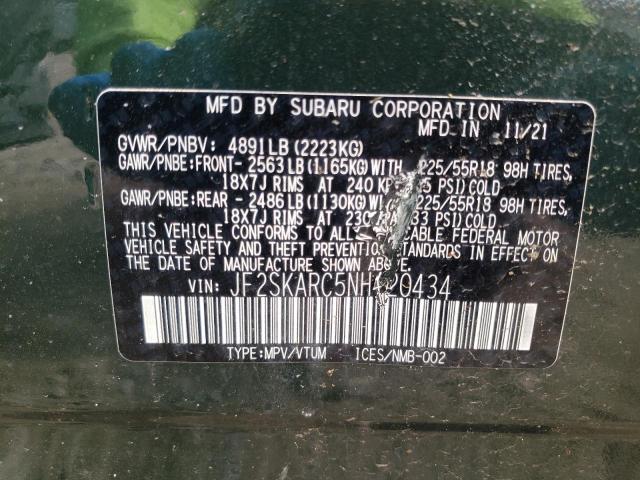 Photo 10 from auction – 2022 SUBARU FORESTER with VIN JF2SKARC5NH420434