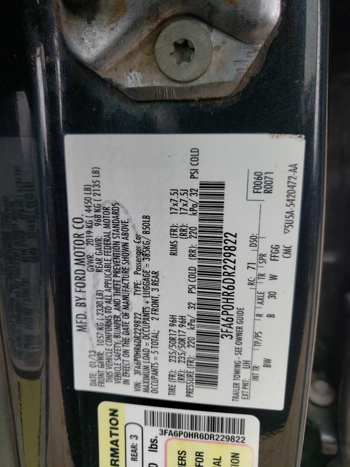 Photo 10 from auction – 2013 FORD FUSION SE with VIN 3FA6P0HR6DR229822