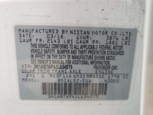Photo 10 from auction – 2018 NISSAN SENTRA S with VIN 3N1AB7AP4JL634079