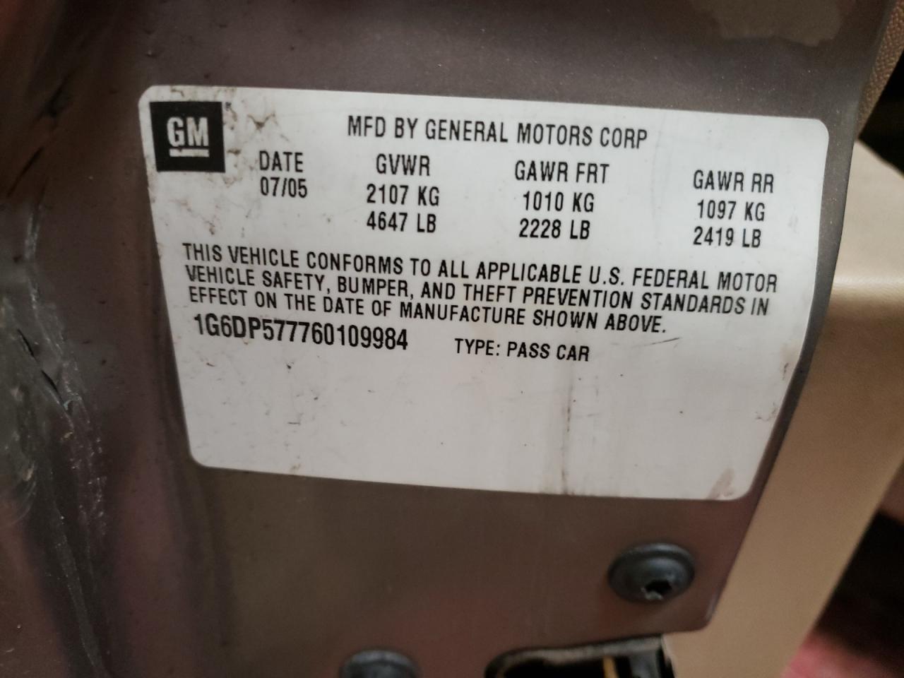 Photo 10 from auction – 2006 CADILLAC CTS HI FEA with VIN 1G6DP577760109984