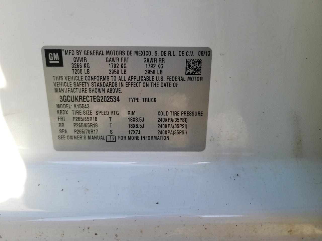 Photo 10 from auction – 2014 CHEVROLET SILVERADO with VIN 3GCUKREC7EG202534