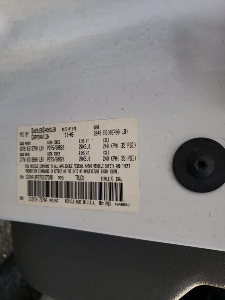 Photo 10 from auction – 2007 DODGE RAM 1500 S with VIN 1D7HA18P27S157508