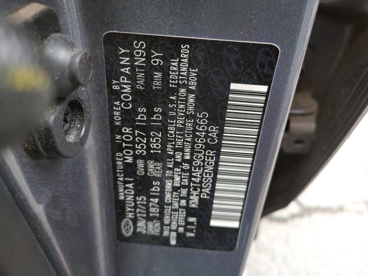Photo 10 from auction – 2016 HYUNDAI ACCENT SE with VIN KMHCT4AE9GU964665