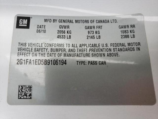 Photo 10 from auction – 2011 CHEVROLET CAMARO LS with VIN 2G1FA1ED5B9106194