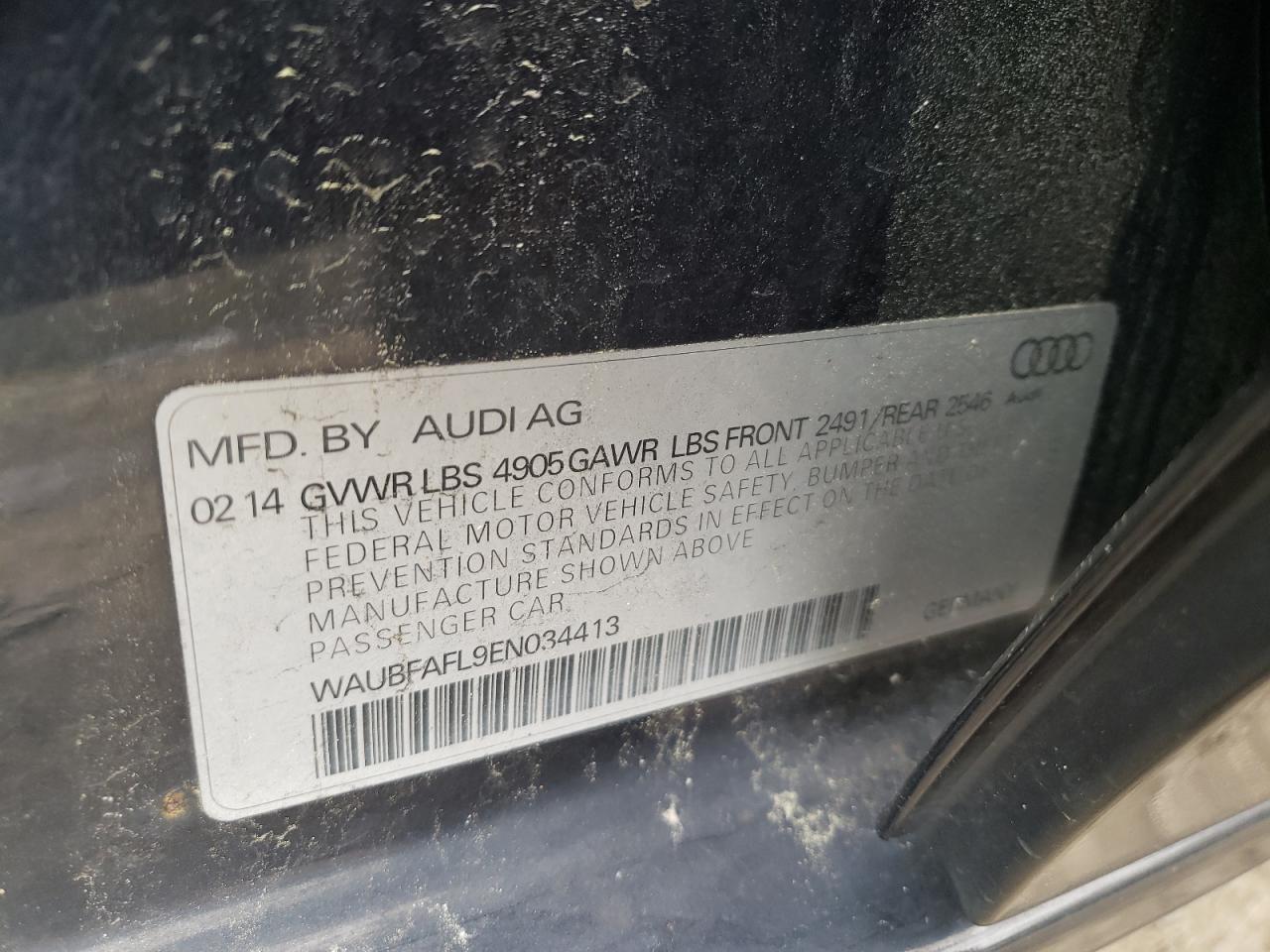 Photo 10 from auction – 2014 AUDI A4 PREMIUM with VIN WAUBFAFL9EN034413