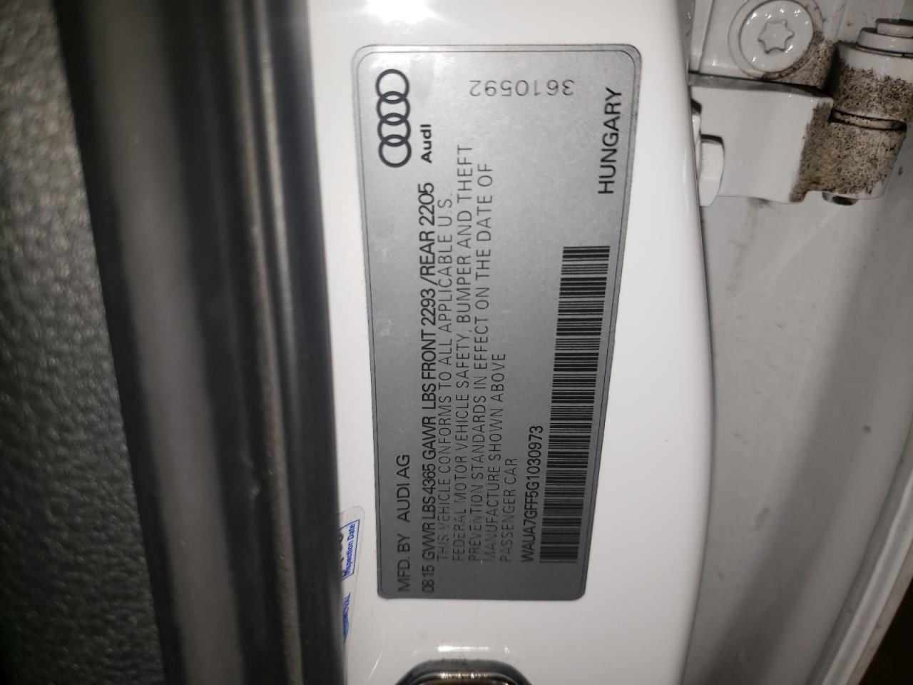 Photo 10 from auction – 2016 AUDI A3 PREMIUM with VIN WAUA7GFF5G1030973
