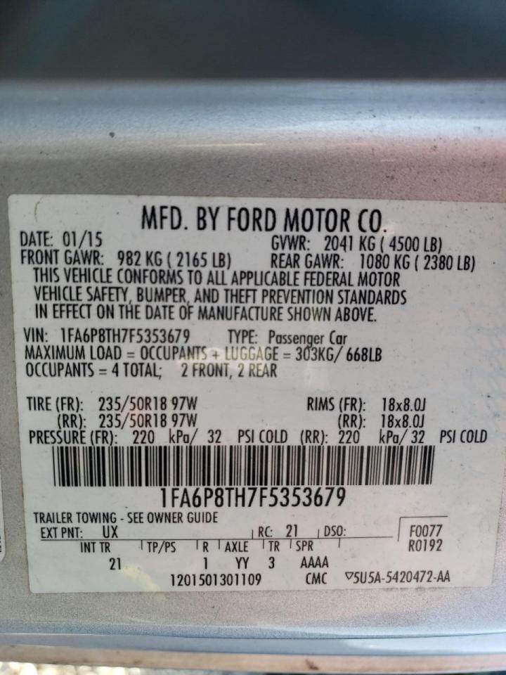 Photo 10 from auction – 2015 FORD MUSTANG with VIN 1FA6P8TH7F5353679