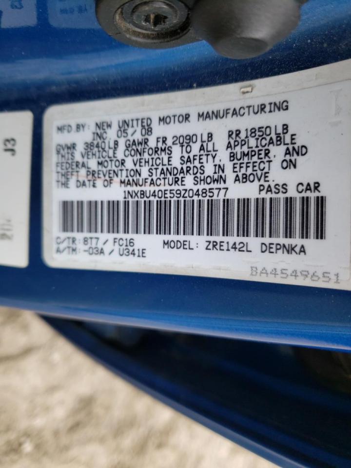 Photo 10 from auction – 2009 TOYOTA COROLLA BA with VIN 1NXBU40E59Z048577