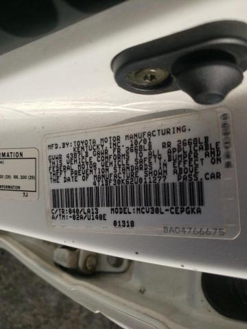 Photo 10 from auction – 2002 TOYOTA CAMRY LE with VIN 4T1BF30K62U011277