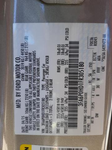Photo 10 from auction – 2015 FORD FUSION SE with VIN 3FA6P0HD1FR305180