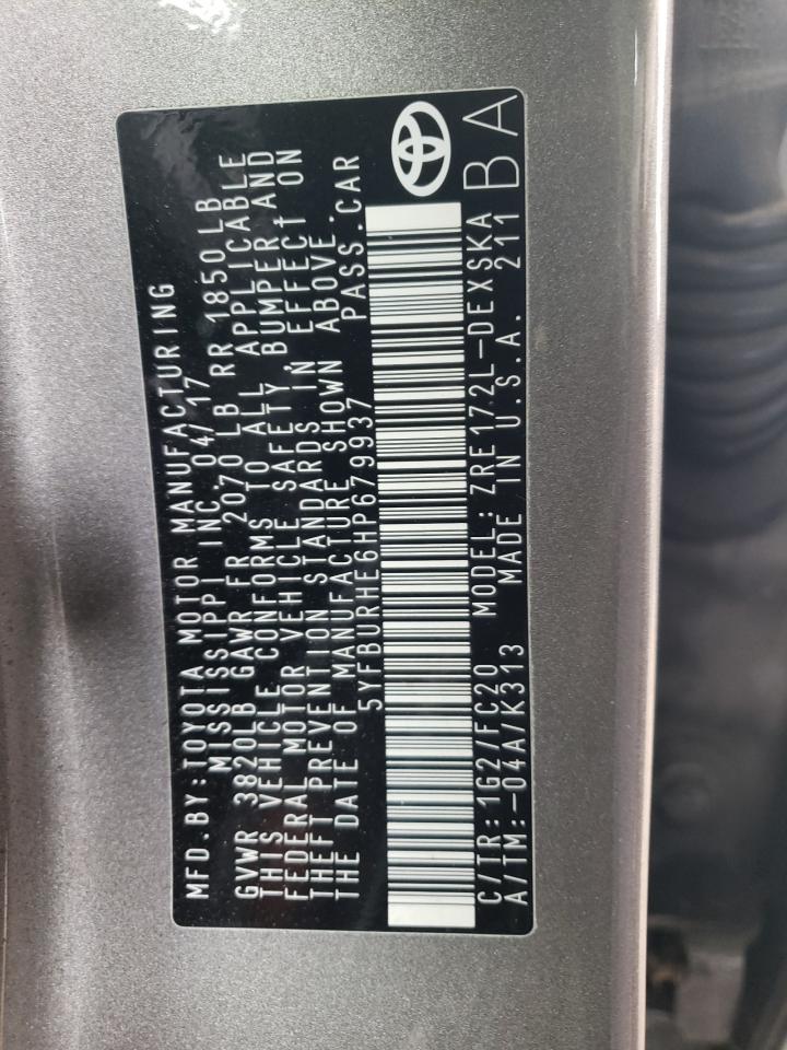 Photo 10 from auction – 2017 TOYOTA COROLLA L with VIN 5YFBURHE6HP679937