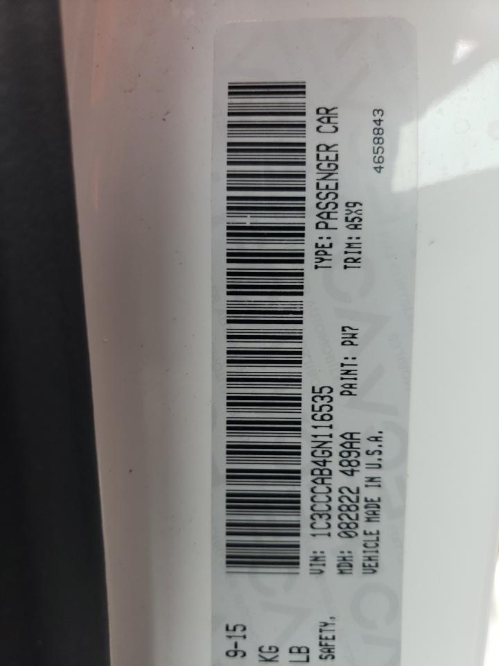 Photo 10 from auction – 2016 CHRYSLER 200 LIMITE with VIN 1C3CCCAB4GN116535