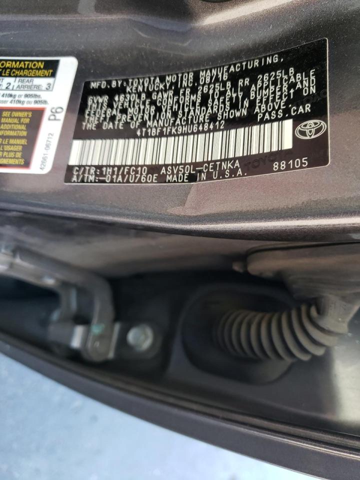 Photo 10 from auction – 2017 TOYOTA CAMRY LE with VIN 4T1BF1FK9HU648412