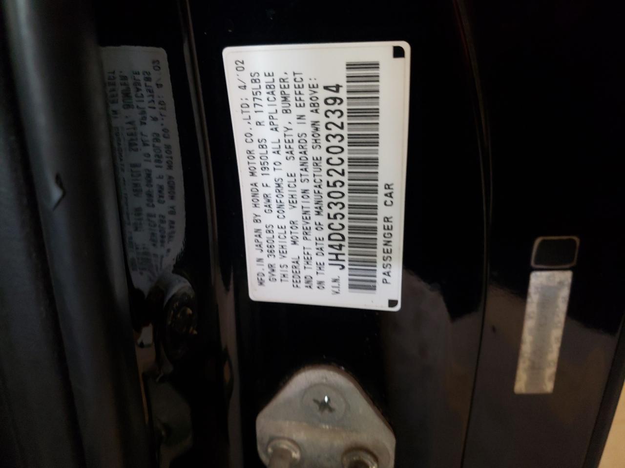 Photo 10 from auction – 2002 ACURA RSX TYPE-S with VIN JH4DC53052C032394