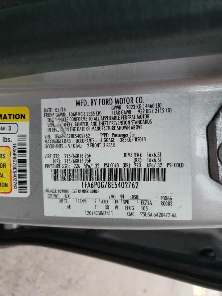 Photo 10 from auction – 2014 FORD FUSION S with VIN 1FA6P0G78E5402762
