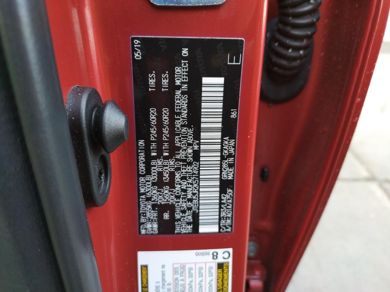 Zdjęcie 10 z aukcji – 2019 TOYOTA 4RUNNER SR z VIN JTEBU5JR2K5714902