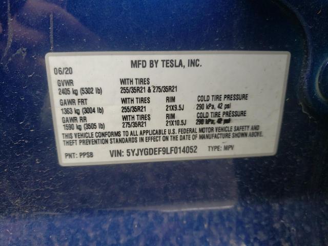Photo 10 from auction – 2020 TESLA MODEL Y with VIN 5YJYGDEF9LF014052