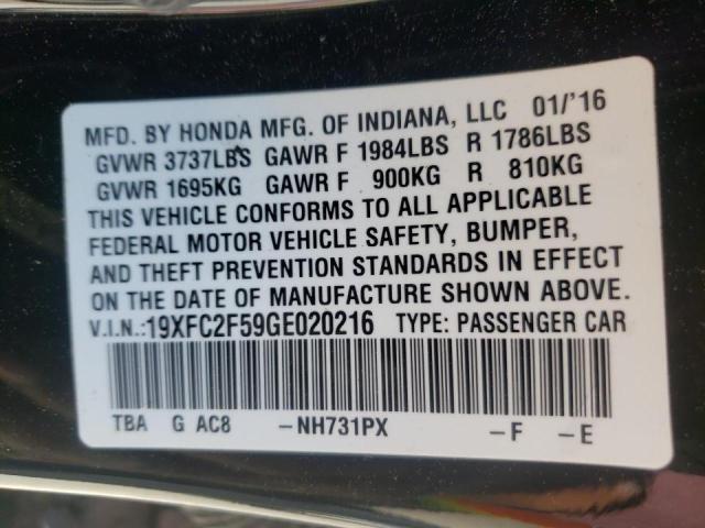 Photo 10 from auction – 2016 HONDA CIVIC LX with VIN 19XFC2F59GE020216