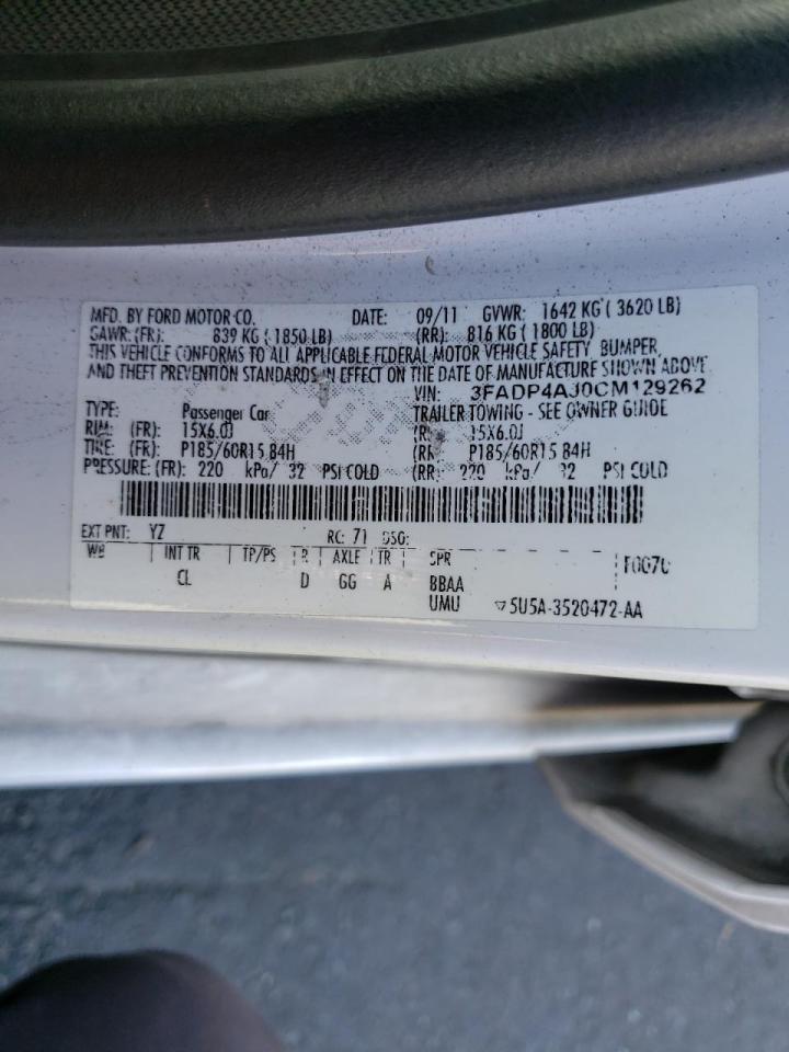 Photo 10 from auction – 2012 FORD FIESTA S with VIN 3FADP4AJ0CM129262