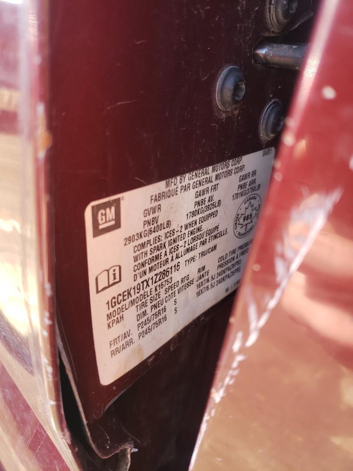 Photo 10 from auction – 2001 CHEVROLET SILVERADO with VIN 1GCEK19TX1Z286116