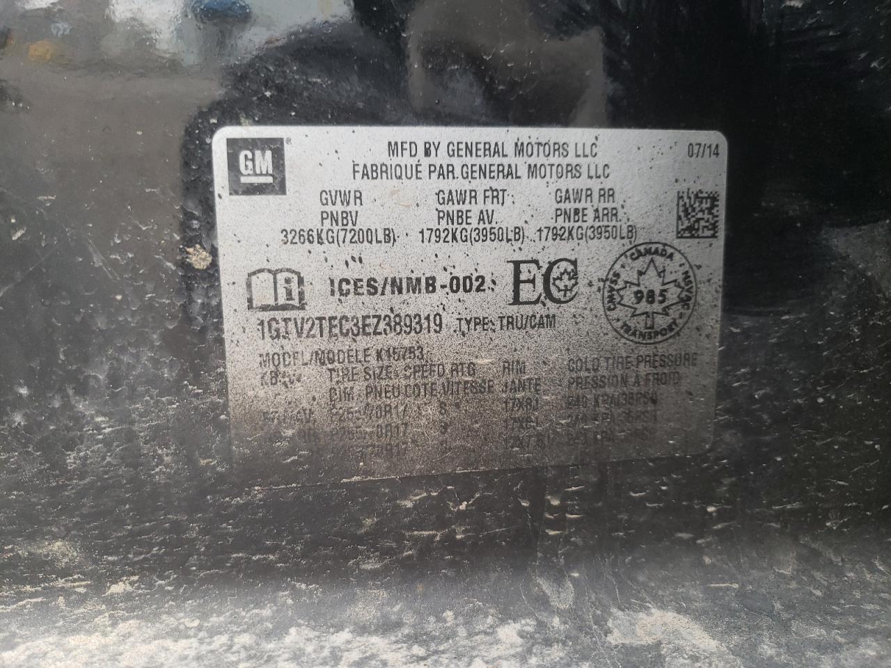 Photo 10 from auction – 2014 GMC SIERRA K15 with VIN 1GTV2TEC3EZ389319