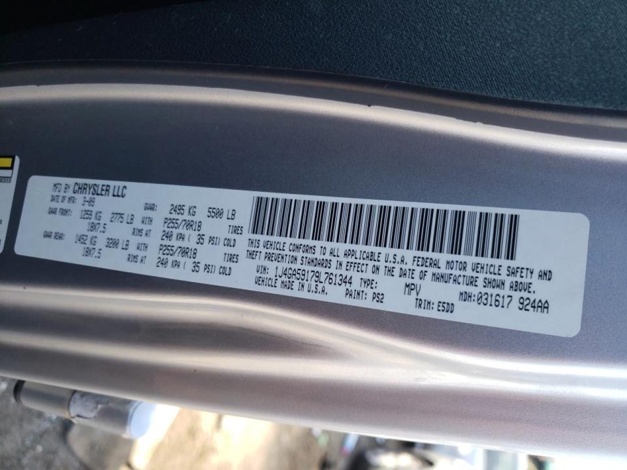 Photo 10 from auction – 2009 JEEP WRANGLER U with VIN 1J4GA59179L761344
