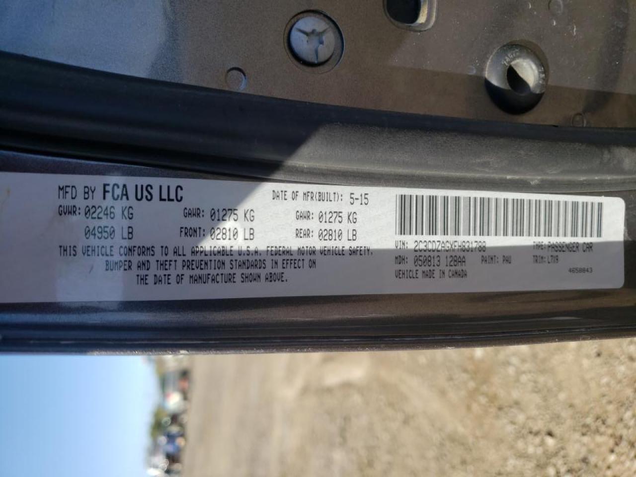 Photo 10 from auction – 2015 DODGE CHALLENGER with VIN 2C3CDZAGXFH831788