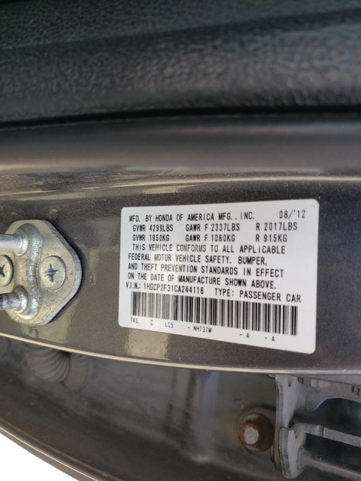 Photo 10 from auction – 2012 HONDA ACCORD LX with VIN 1HGCP2F31CA244116