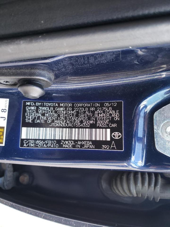 Photo 10 from auction – 2012 TOYOTA PRIUS with VIN JTDKN3DUXC1554332