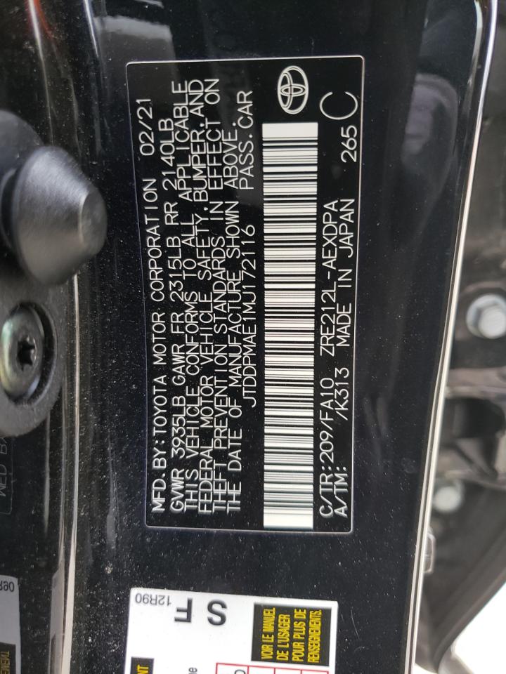 Photo 10 from auction – 2021 TOYOTA COROLLA L with VIN JTDDPMAE1MJ172116