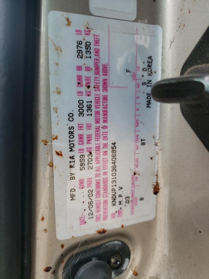 Photo 10 from auction – 2003 KIA SEDONA EX with VIN KNDUP131036406854