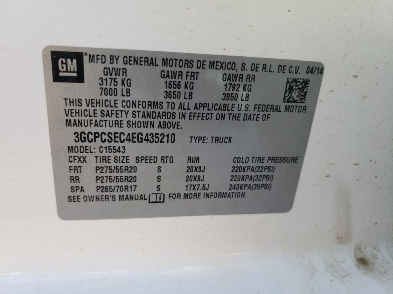Photo 10 from auction – 2014 CHEVROLET SILVERADO with VIN 3GCPCSEC4EG435210