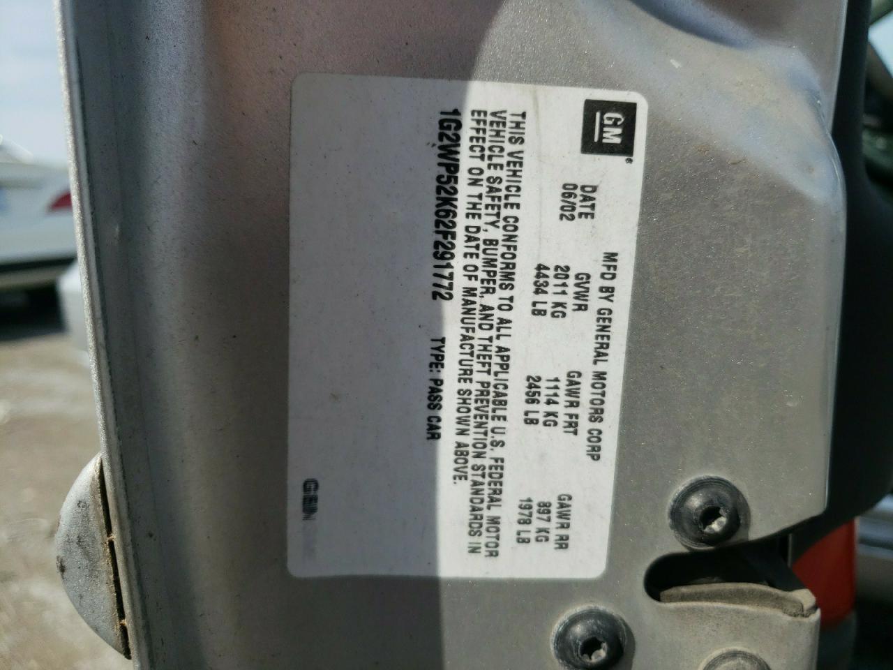 Photo 10 from auction – 2002 PONTIAC GRAND PRIX with VIN 1G2WP52K62F291772