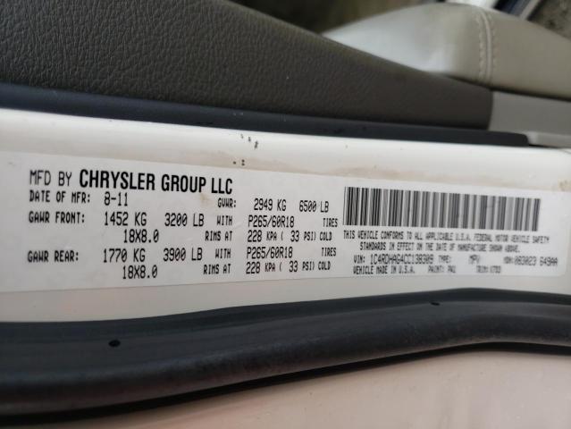 Photo 10 from auction – 2012 DODGE DURANGO SX with VIN 1C4RDHAG4CC138309