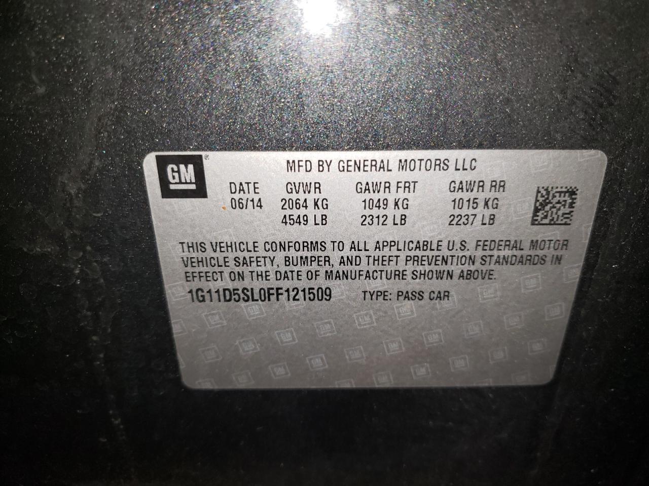 Photo 10 from auction – 2015 CHEVROLET MALIBU 2LT with VIN 1G11D5SL0FF121509