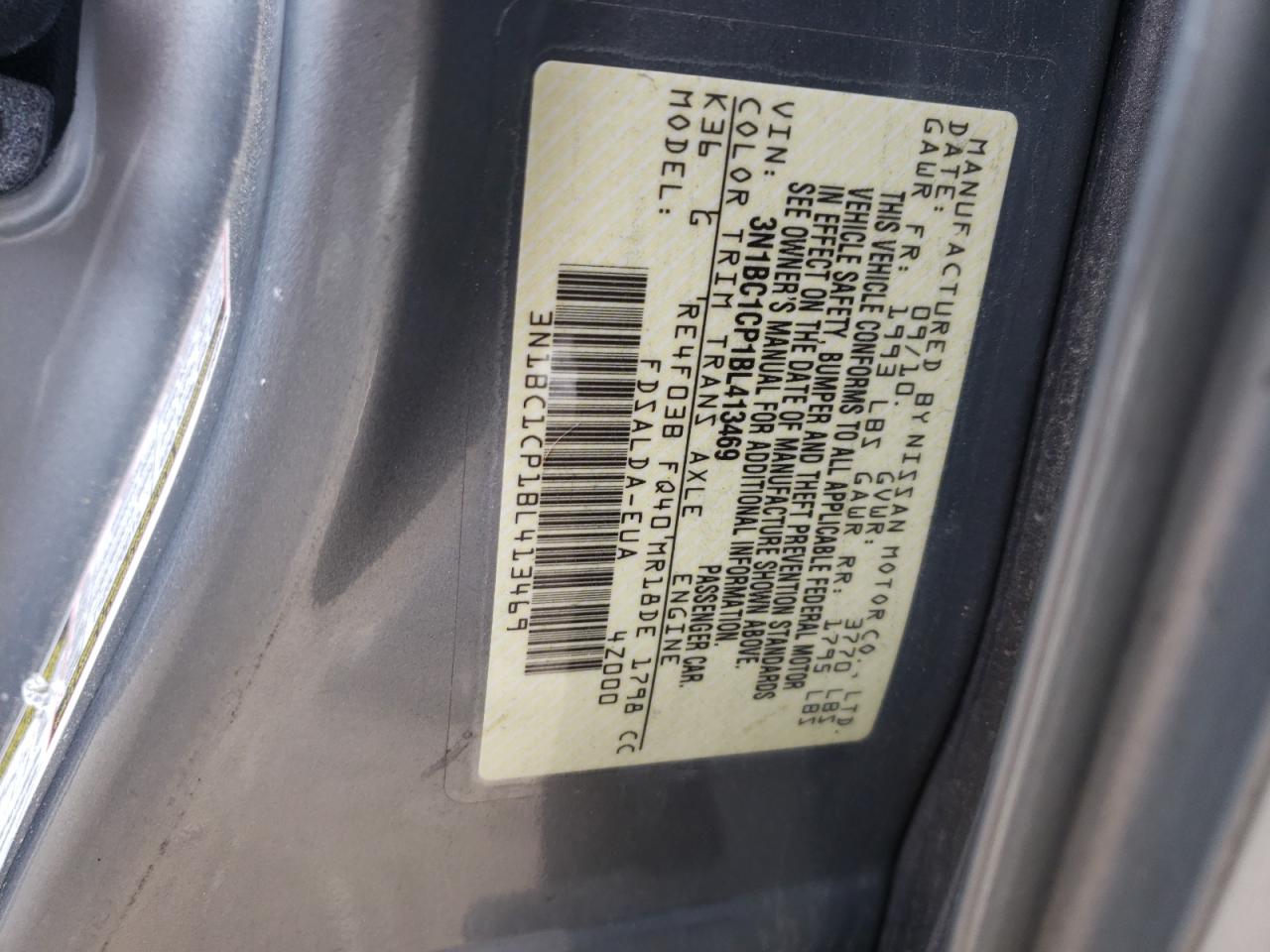 Photo 10 from auction – 2011 NISSAN VERSA S with VIN 3N1BC1CP1BL413469