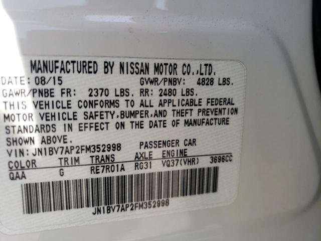 Photo 10 from auction – 2015 INFINITI Q50 BASE with VIN JN1BV7AP2FM352998
