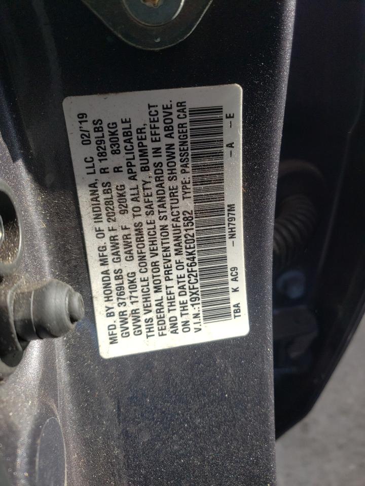 Photo 10 from auction – 2019 HONDA CIVIC LX with VIN 19XFC2F64KE021582