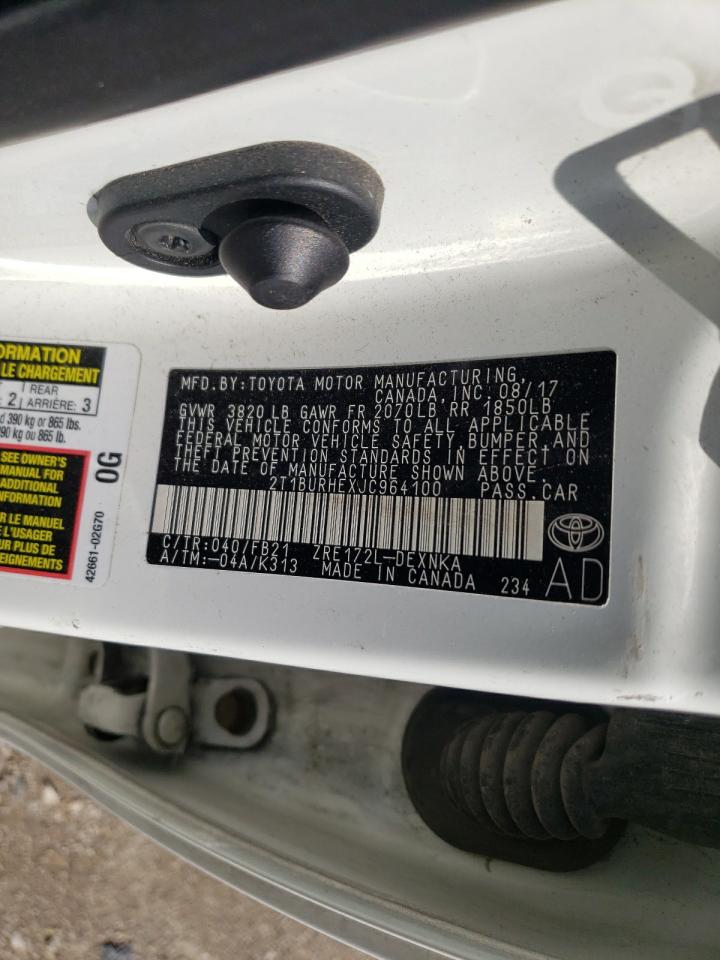 Photo 10 from auction – 2018 TOYOTA COROLLA L with VIN 2T1BURHEXJC964100