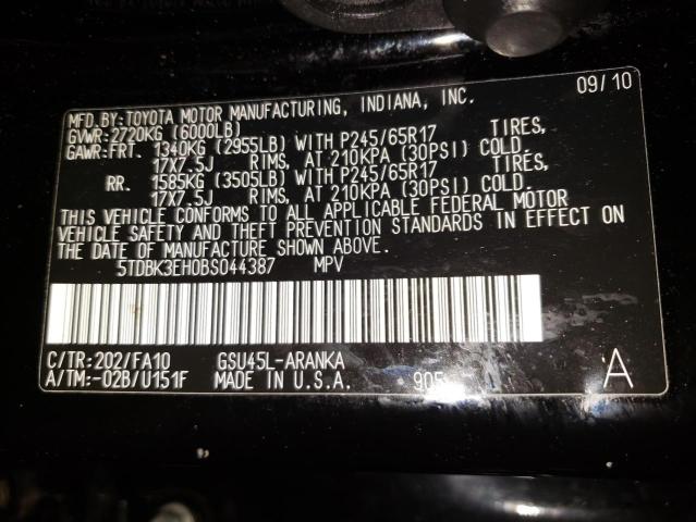 Photo 10 from auction – 2011 TOYOTA HIGHLANDER with VIN 5TDBK3EH0BS044387