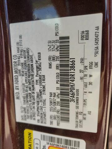 Photo 10 from auction – 2013 FORD FUSION SE with VIN 3FA6P0H74DR138661