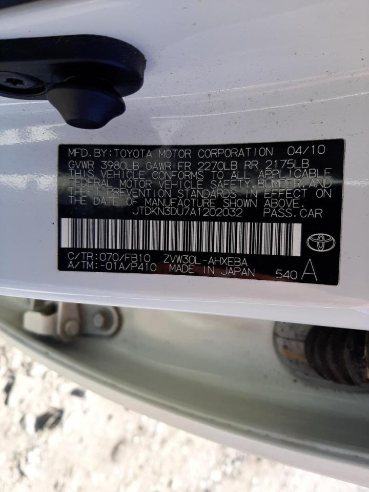 Photo 10 from auction – 2010 TOYOTA PRIUS with VIN JTDKN3DU7A1202032
