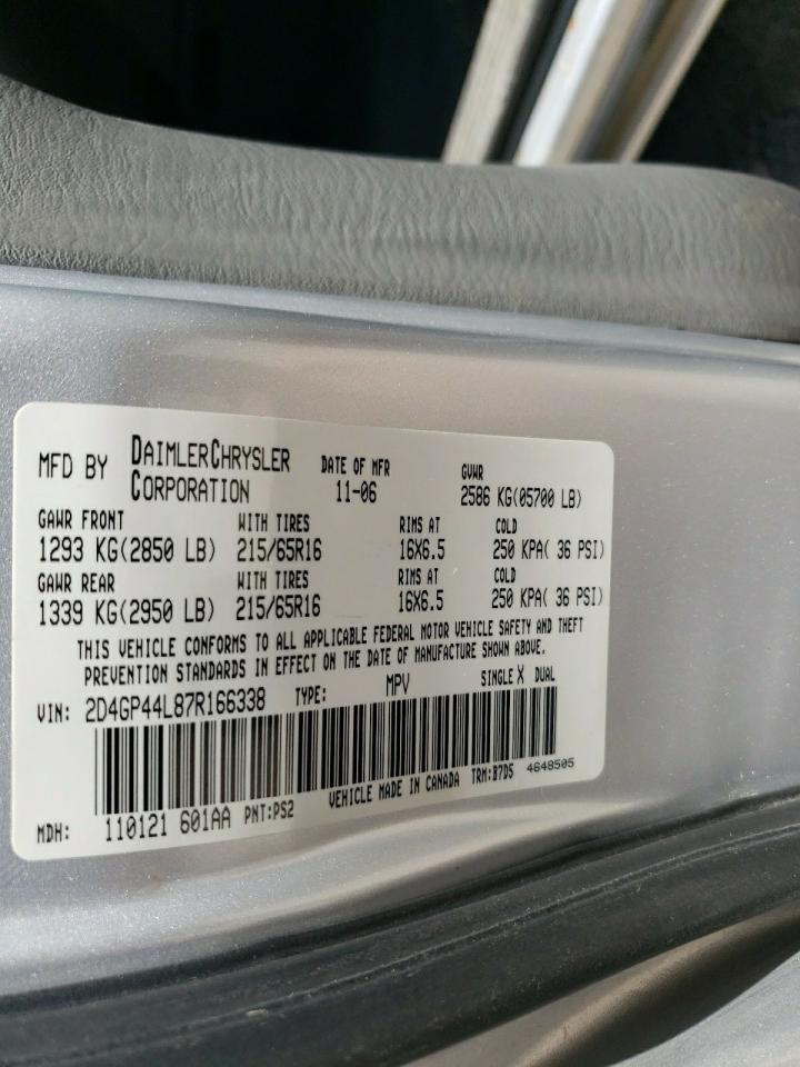 Photo 10 from auction – 2007 DODGE GRAND CARA with VIN 2D4GP44L87R166338