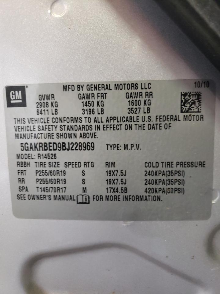 Photo 10 from auction – 2011 BUICK ENCLAVE CX with VIN 5GAKRBED9BJ228969