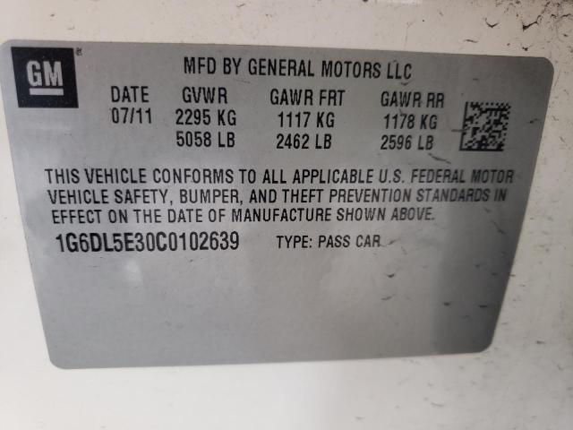 CADILLAC CTS PERFOR 2012 with VIN 1G6DL5E30C0102639 - Photo from auction