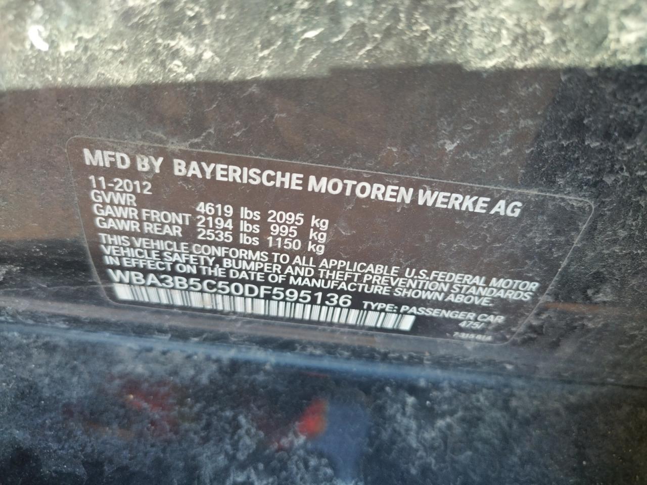 Photo 10 from auction – 2013 BMW 328 XI SUL with VIN WBA3B5C50DF595136