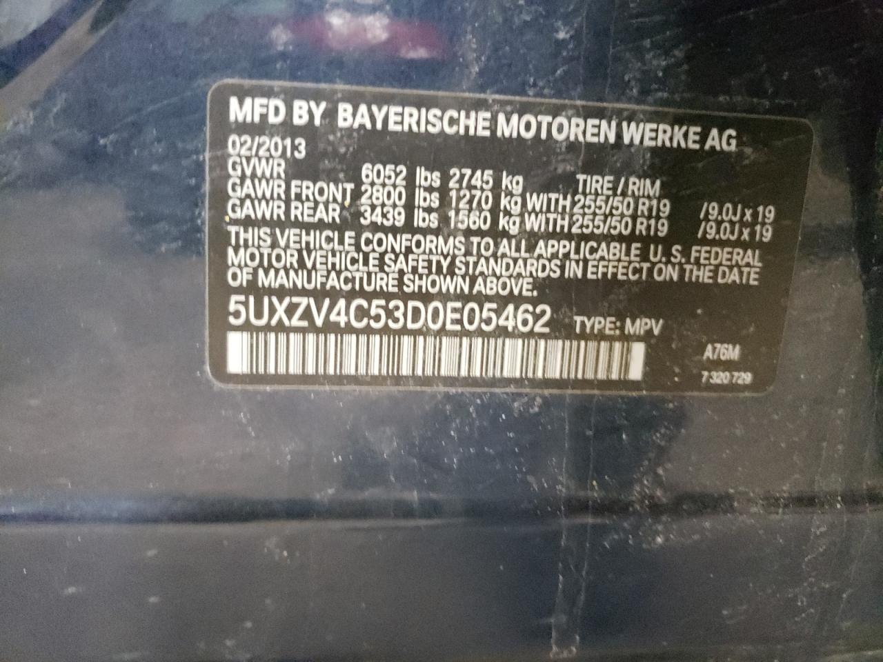 Photo 10 from auction – 2013 BMW X5 XDRIVE3 with VIN 5UXZV4C53D0E05462