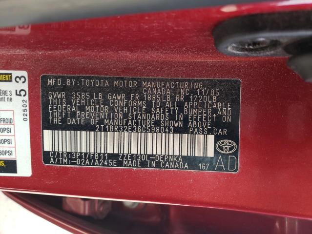 Photo 10 from auction – 2006 TOYOTA COROLLA CE with VIN 2T1BR32E36C598043