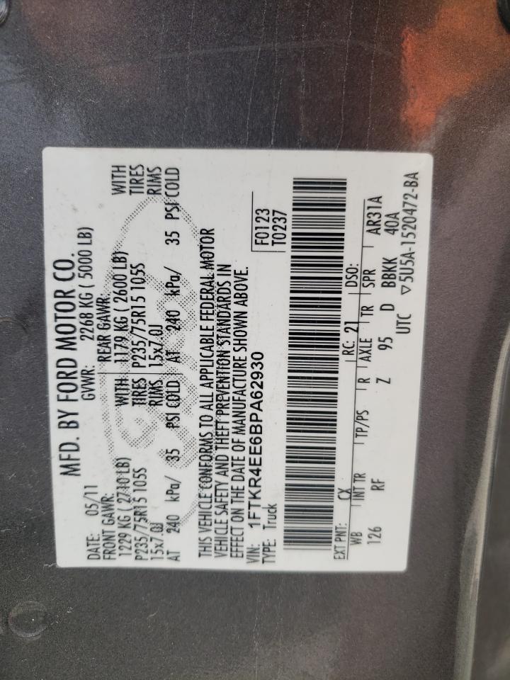 Foto 10 de la subasta – 2011 FORD RANGER SUP con VIN 1FTKR4EE6BPA62930