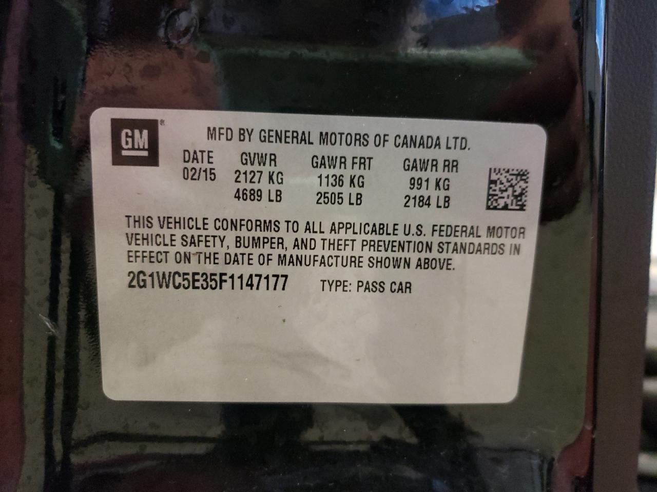 Photo 10 from auction – 2015 CHEVROLET IMPALA LIM with VIN 2G1WC5E35F1147177